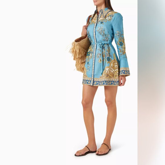 Alemais Cassie Mini Dress in Linen - Picture 1 of 14